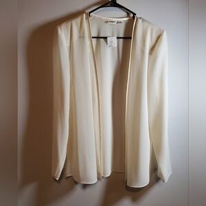 Cato Sheer Cream Open Front Jacket Size 12